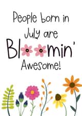 Cute July happy birthday greeting card - flowers created by Naomi Park