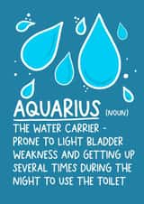 Funny Aquarius Card - The water carrier - February Birthday created by Pickled Prints