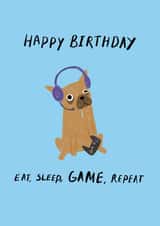 Funny Happy Birthday Gaming Card - Video Games - Eat, Sleep, Game, Repeat created by Dandelion Stationery