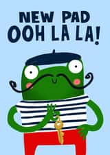 Funny New Home Card -  French Frog  - New Pad created by Lucy Maggie Designs