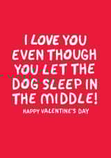 Funny Valentine's Card - you let the dog sleep in the middle! created by The Boy and the Bear