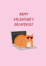 Funny Valentine's Card - Cat On Laptop created by Studio Mads