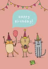 Cute Cat Themed Birthday Card- Party Line Design created by Heather Buchanan