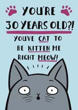 Funny Cat Pun Birthday Card - 30th created by Jimmy Doodle