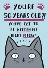 Funny Cat Pun Birthday Card -  50th created by Jimmy Doodle