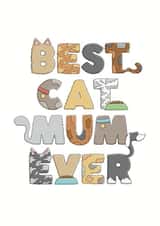 Cute Cat Themed Mothers Day Card - Best Cat Mum Ever created by Kate Lanxon