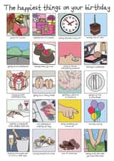 The happiest things on your birthday - perfect birthday card for your wife created by No-me illustrations