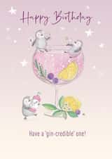 Cute Birthday Card - Penguins with Gin created by Orchard Design House