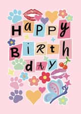 Cute Happy Birthday Y2K 00’s Magazine Style Card for Friends and Family created by SunnySpellsAtNoon