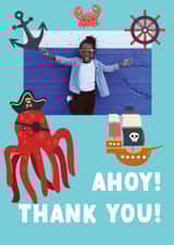 Personalised Thank You Photo Card created by Summer Lane Studio - Cute Thank You Card - Birthday Party - Ahoy!