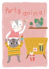 Cute Birthday Card - Cats - Party Animal! created by Louise Anglicas
