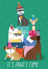 Cute Birthday Card - Dog Lover - It's Pawty Time created by Joanne de Pace