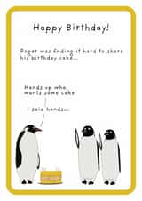 Funny Birthday Card - Penguins - Birthday Cake created by Not at all Jack