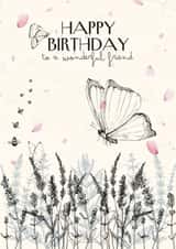 Pretty Birthday Card for friend - Butterfly Meadow - to a wonderful friend created by April Gonzalez