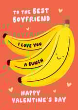 Cute Boyfriend Valentine's Card - Love You A Bunch - Bananas Pun created by Fliss Muir