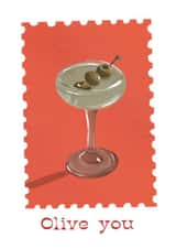 Olive you - greetings card perfect for valentines, galentines or anniversary! created by Emmeline McLoughlin