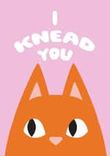 Cute Valentine's Card for Cat Lover - I Knead You - Cat Mum/Cat Dad created by SideHustleVibes