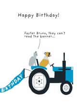 Funny Birthday card for friends and family-Cat and dog-Tractor created by Not at all Jack