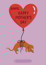 Cute Mother’s Day Card - Daschund Sausage Dog Balloon - For Auntie created by Sophie Kent Illustration