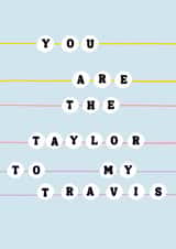 Cute Travis Kelce & Taylor Swift friendship bracelet card for wife or girlfriend created by Oh Man!