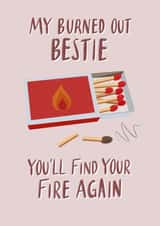 Feel better soon card - for your burned out bestie - illustrated matchbox created by Stonefoxes