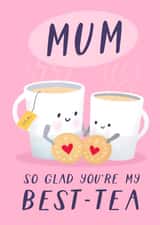 Cute Mother’s Day card - Tea and Biscuits - Bestie Pun created by Painted Parasol Studio