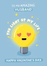 Cute Husband Valentine's Card - You Light Up My Life created by Fliss Muir
