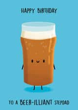 Cute Birthday Card - Stepdad - Beer - Pint created by Sophie Kent Illustration