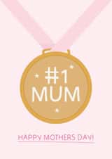 Cute Mothers Day Card - #1 MUM Medal created by Puns and Needles
