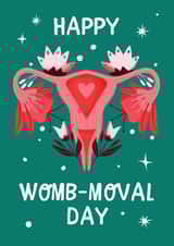 Happy Hysterectomy Card - Womb-moval pun created by Vallely Studios