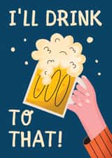 Cute Congratulations Card - I'll drink to that celebration card created by Vallely Studios
