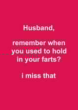 Funny Typography Valentines Day Card - for Husband - Hold Your Farts In created by Snarkologie