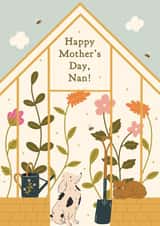 Cute Mother's Day Card - Dog and Cat Card - Greenhouse Card for Gardener Nan created by Abbie Imagine