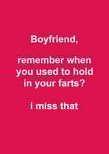 Funny Typography Valentines Day Card - for Boyfriend - Hold Your Farts In created by Snarkologie