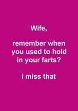 Funny Typography Valentines Day Card - for Wife - Hold Your Farts In created by Snarkologie