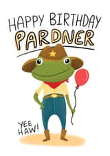 Cute Birthday Card - Cowboy Frog created by Fox Card Co