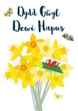 Bright St David's Day Card - Dydd Gwyl Dewi Hapus - bunch of Daffodils created by Claire Giles