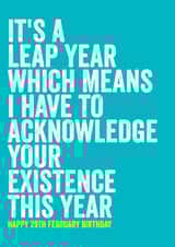 Cheeky Birthday card - February leap year created by Filthy Sentiments