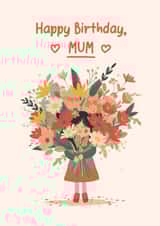 Cute Birthday Card - For Mum - Flower Girl created by Bellollage