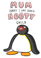 Funny Pingu Mothers Day Card - Naughty Child created by Bishop, Please!