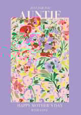 Auntie floral classic Mother's Day card - art style print created by Rebecca Prinn