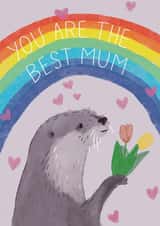 Cute Mother's Day Card - Rainbow Otter - You Are the Best Mum created by drawnonna