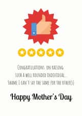 Funny Mother's Day Card, Grea job raising me, 5 stars, humour, review style created by Leah Foster