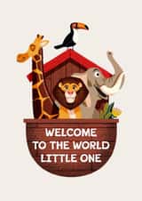 Cute New Baby Card - Welcome to the World Little One - Noah's Ark created by Folio | Ian Owen