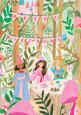 Cute And Whimsical Birthday card - Princess Tea Party - Happy Birthday created by Louise Tiler