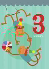 Cute Birthday card - Monkey - 3 Today created by Kali Stileman