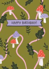 Pretty Birthday Card - Toadstool Illustration created by Harriet Emily