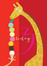 Cute Birthday Card - Giraffe - 3 Today created by Kali Stileman