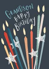 Colourful Birthday card - For Grandson - Candles created by Louise Tiler