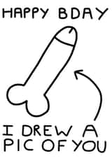 Rude Birthday Card for Him - Happy Birthday! I Drew a Pic of you (Penis) created by Well'ard Cards